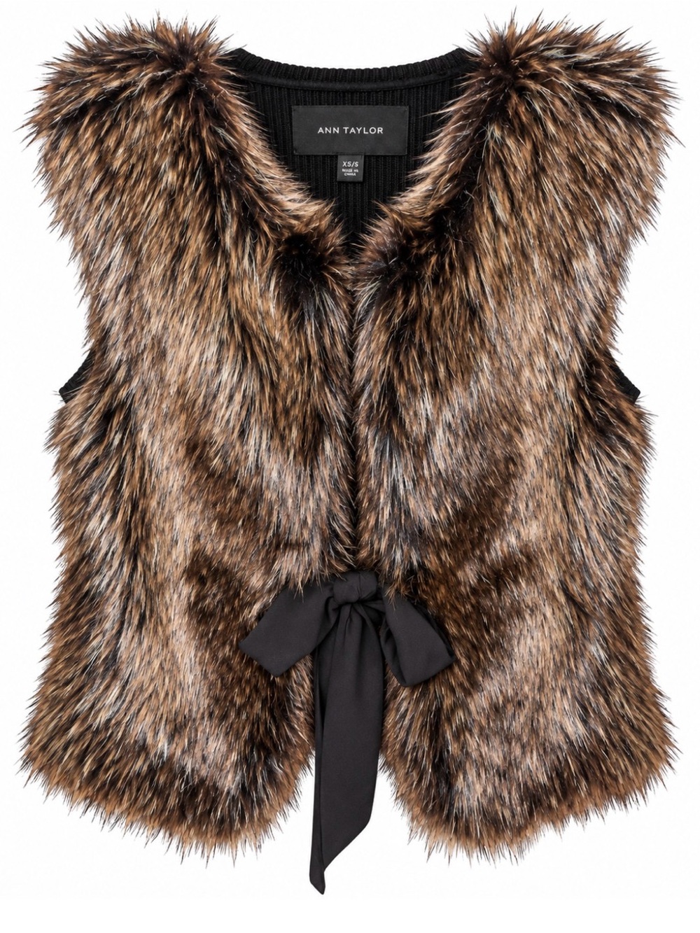 Ann Taylor Faux Fur Brown Vest - Women's Jacket, XS/S